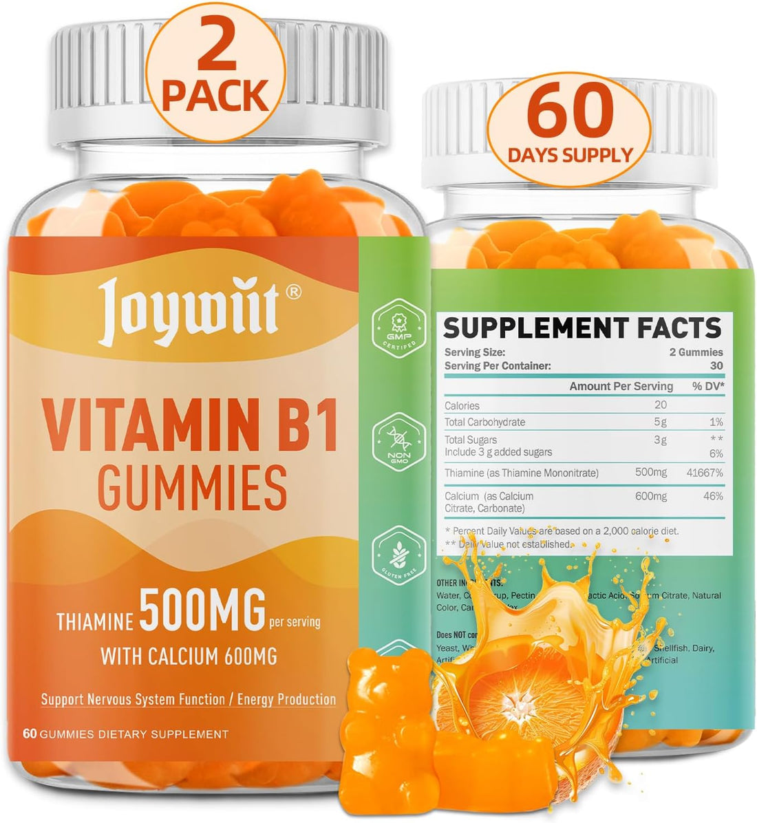 Vitamin B1 Gummies 500mg （120 count） - JOYWIIT