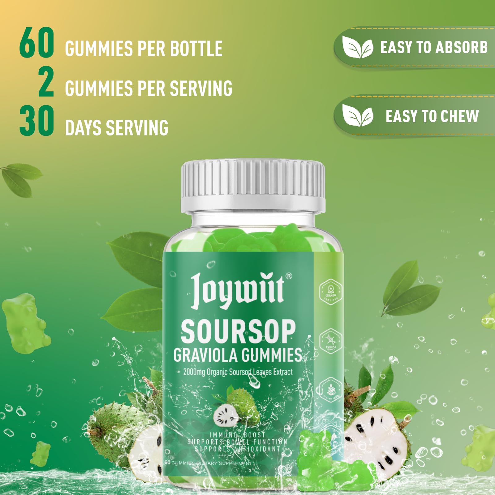 Organic Soursop Graviola Gummies（120 Count） - JOYWIIT